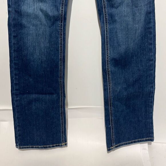 Aeropostale Women's Blue Whiskering Cotton Blend Curvy Boot Jeans Size 00 Long - Picture 3 of 10